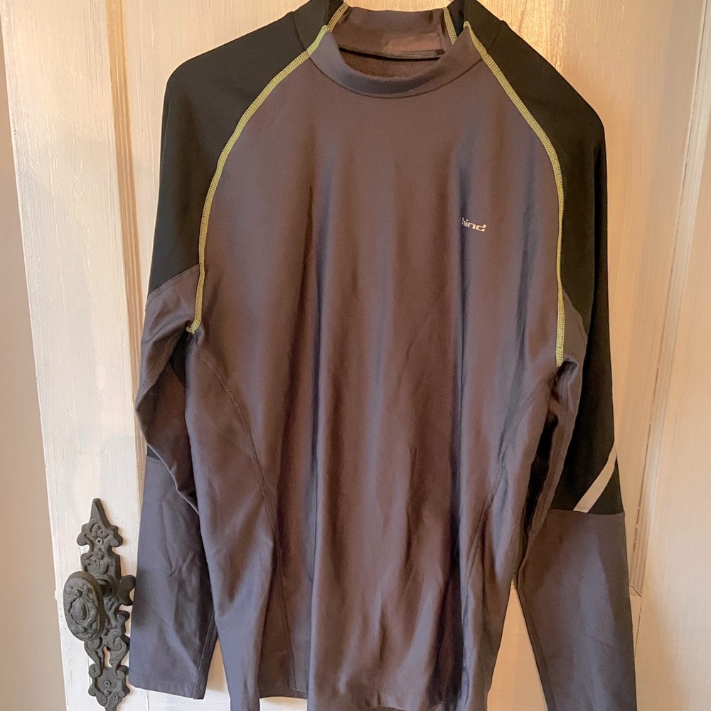 Hind Gray Black Long Sleeve Fleece Lined Insulated Running Shirt Reflectors L